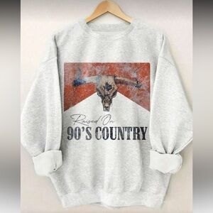 Gray Raised On 90's Country Sweatshirt